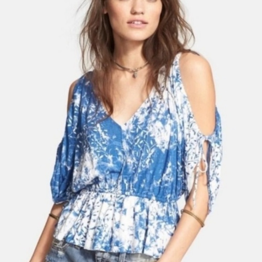 Tie Dye Open Shoulder FB Top BOHO